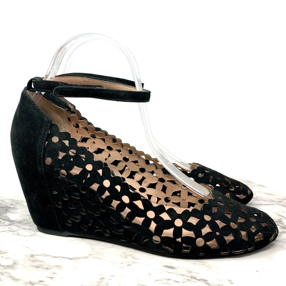 Jeffrey Campbell Delaisy Laser Cut Daisy Ankle Strap Wedges 9.5 Edgy Bohemian - Picture 2 of 16